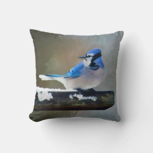 Blue Jay Painting - Original Bird Art Throw Pillow