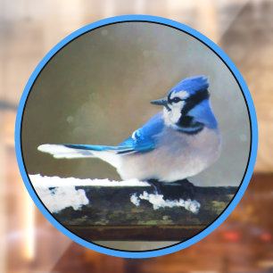 Blue Jay Painting - Original Bird Art Window Cling