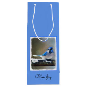 Blue Jay Painting - Original Bird Art Wine Gift Bag