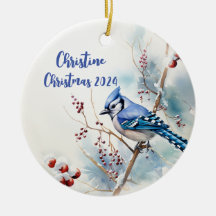 Blue jay Personalized Christmas Ornament