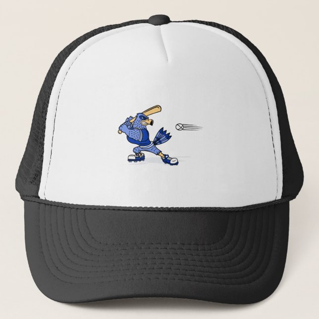 Blue Jay Playing Baseball Trucker Hat (Front)