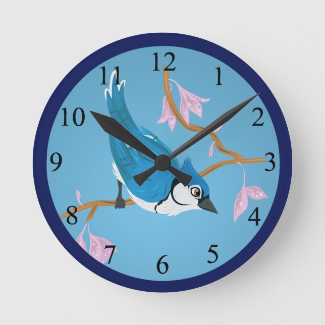 Blue Jay Round Clock (Front)