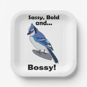 Blue Jay Sassy Bold Bossy Bird Birthday Party Paper Plate