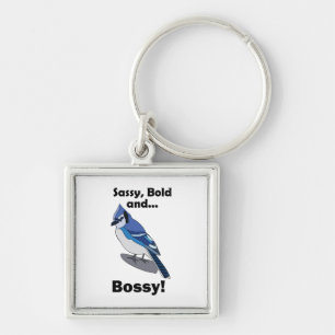 Blue Jay Sassy Bold Bossy Bird Party Favour Keychain