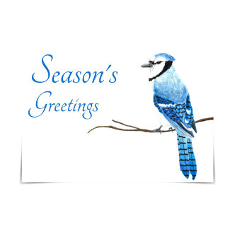 Blue Jay Season's Greetings Watercolour Card