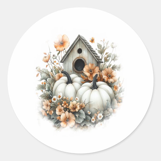 Blue Jay Shirt Country Pumpkin Classic Round Sticker (Front)