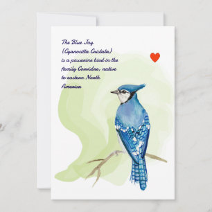 Blue jay watercolor painting invitation