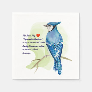 Blue jay watercolor painting napkin