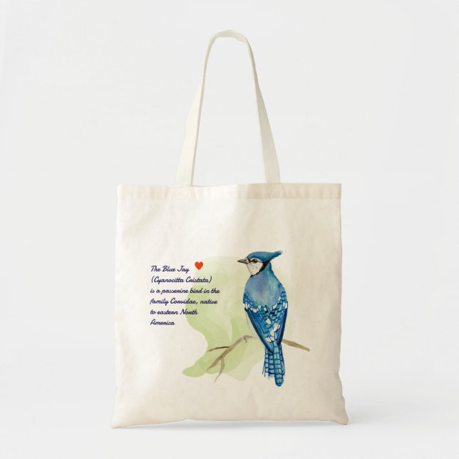 Blue jay watercolor painting tote bag (Front)