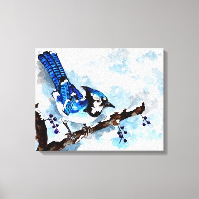 Blue Jay Winter Canvas Print (Front)