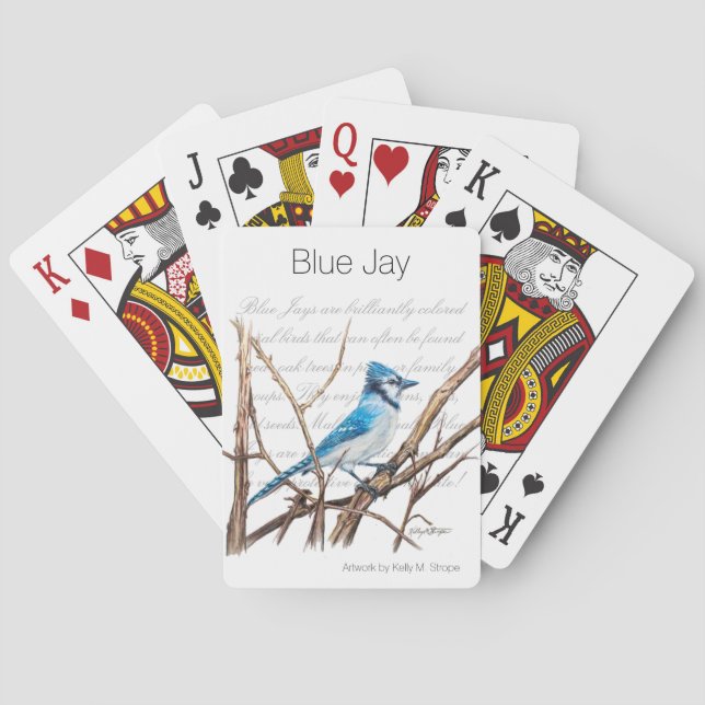 Blue Jay Word Art Bird Playing Cards (Back)