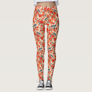 Blue Jays and Autumn Grape Vines Leggings