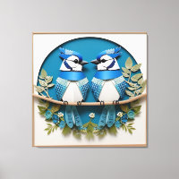 Blue Jays Perched Among Floral Details