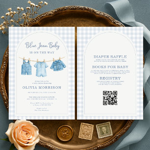 Blue Jean Baby All in One Baby Shower Invitation