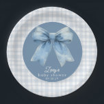Blue Jean Baby Boy Baby Shower Gingham  Paper Plat Paper Plate<br><div class="desc">Blue Jean Baby Boy Baby Shower Gingham Paper Plates</div>