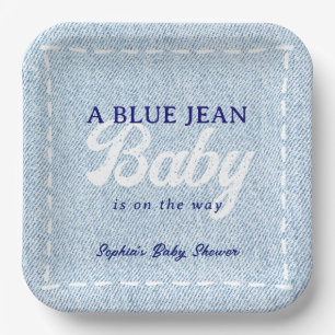 Blue Jean Baby Boy Baby Shower Paper Plate