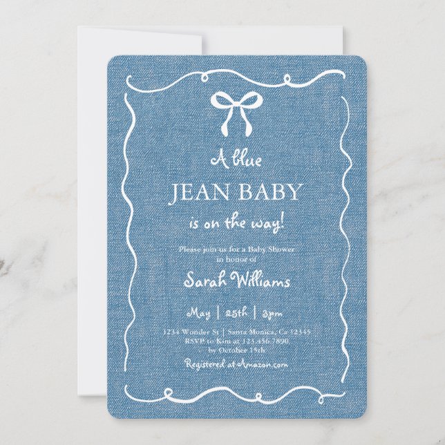 Blue Jean Baby Denim Baby Shower Boy Invitation (Front)