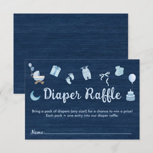 Blue Jean Baby Denim Baby Shower Diaper Raffle Enclosure Card (Front/Back)
