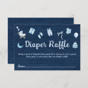 Blue Jean Baby Denim Baby Shower Diaper Raffle Enclosure Card