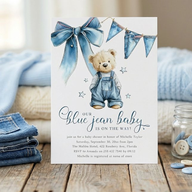 Blue Jean Baby Denim Baby Shower Invitation (Creator Uploaded)