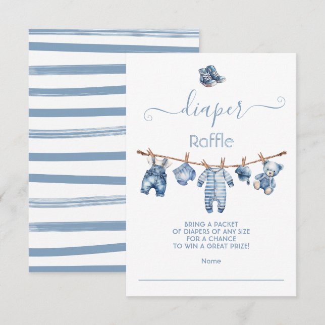 Blue Jean Baby Denim Diaper Raffle Invitation (Front/Back)