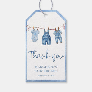 Blue Jean Baby Denim Modern Baby Shower Thank You Gift Tags