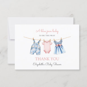 Blue Jean Baby Girl Baby Shower Thank You Card