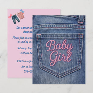Blue Jean Baby Girl Shower Digital Download  Invitation