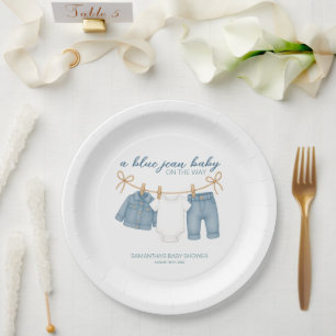 Blue Jean Baby On The Way Baby Shower  Paper Plate