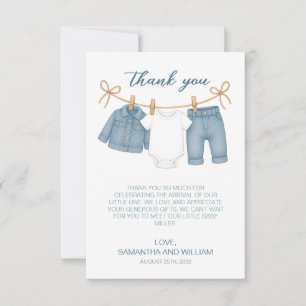 Blue Jean Baby On The Way Baby Shower Thank You Card
