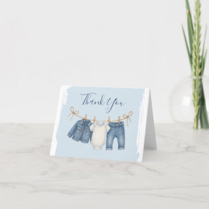 Blue Jean Baby Shower Baby Outfit  Thank You Card
