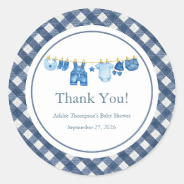 Blue Jean Baby Shower Classic Round Sticker