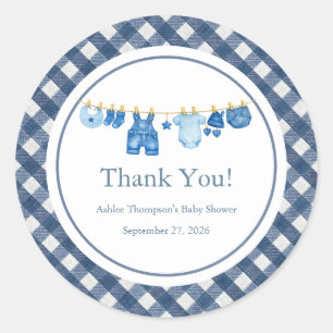 Blue Jean Baby Shower  Classic Round Sticker