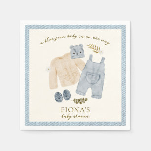 Blue Jean Baby Shower Denim Boy Clothes Napkin