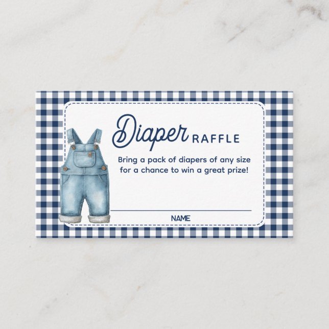 Blue Jean Baby Shower Diaper Raffle Card (Front)
