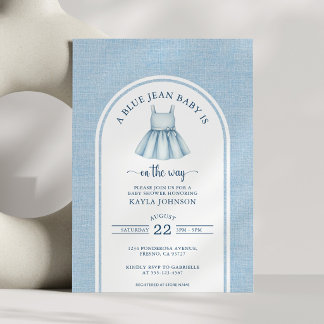 Blue Jean Baby Shower Elegant Arch Girl Invitation