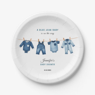 Blue Jean Baby Shower Invitation - Denim Theme Paper Plate