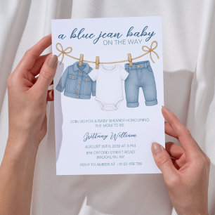 Blue Jean Baby shower Invitation pour garçons