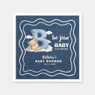 Blue Jean Baby Shower Napkins Denim Teddy Bear