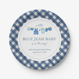 Blue Jean Baby Shower Paper Plate