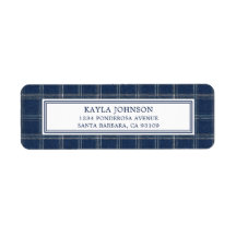 Blue Jean Baby Shower Preppy Plaid Return Address