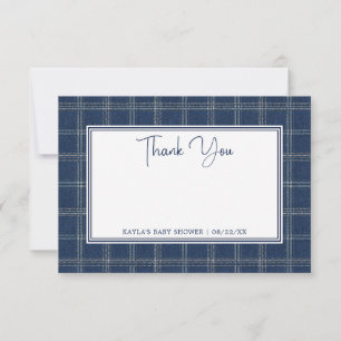 Blue Jean Baby Shower Preppy Plaid Thank You Card