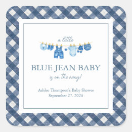 Blue Jean Baby Shower Square Sticker