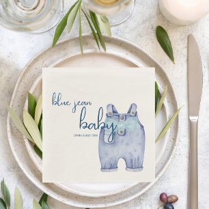 Blue Jean Baby Shower Tableware Denim Overalls Napkin