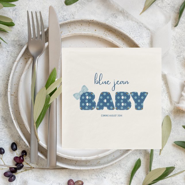 Blue Jean Baby Shower Tableware | Denim Party Napkin (Creator Uploaded)