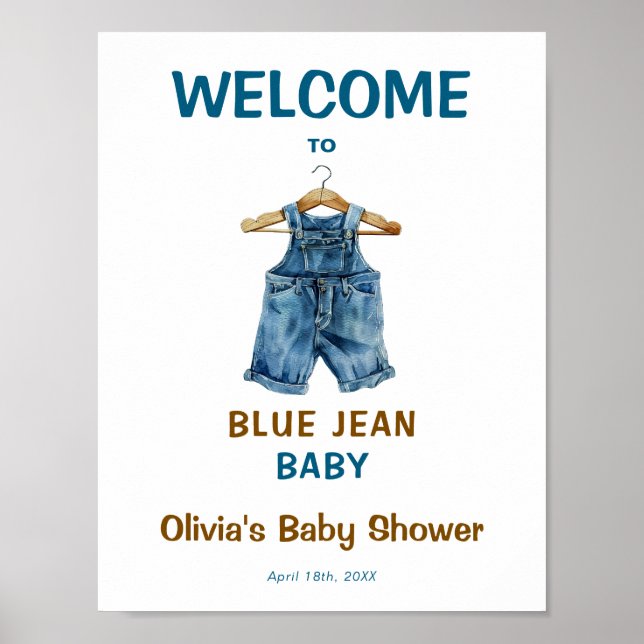 Blue Jean Baby Shower Welcome Sign (Front)