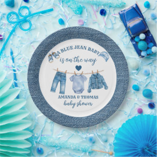 Blue Jean Boy Baby Shower Paper Plate