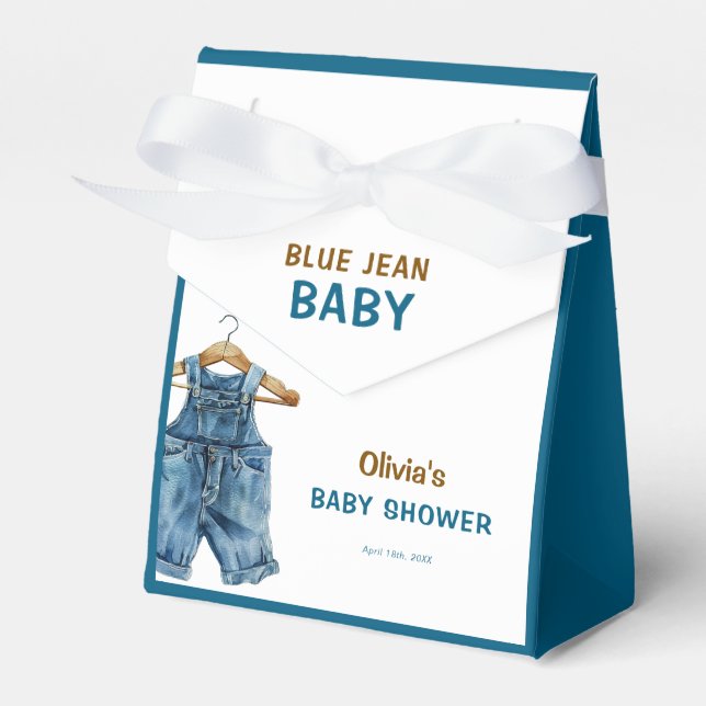 Blue Jean Boy Western Baby Shower Favor Box (Front Side)