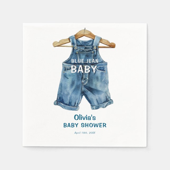 Blue Jean Boy Western Baby Shower Napkin (Front)