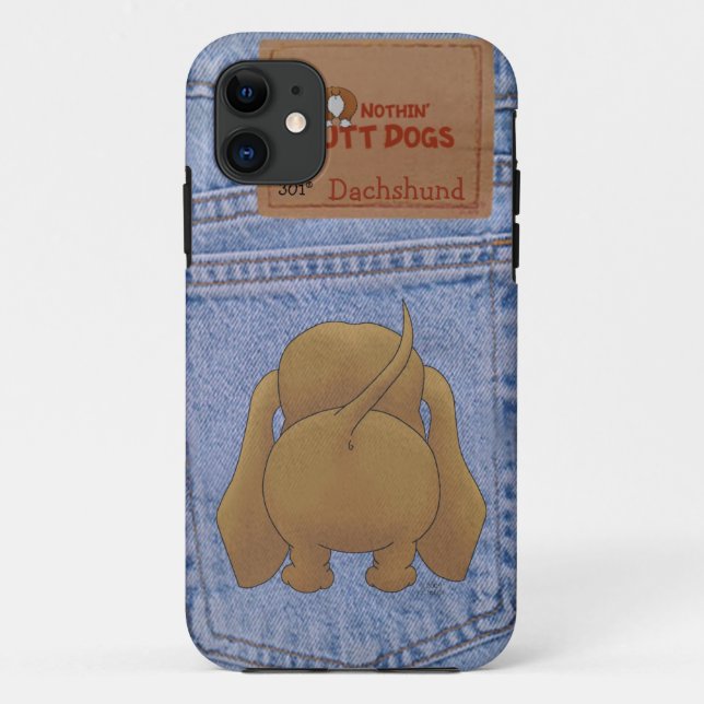 Blue Jean Dachshund Butt Case-Mate iPhone Case (Back)